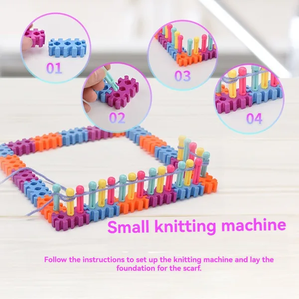 DIY Knitting Craft Kit for Kids Pretend Play Toy Weaving Loom Arts and Crafts for Girls Jewelry Makeup Set view 6
