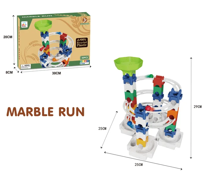 DIY Stem Toy Wheat-Straw Bricks Marble Run Racing Track Toy Building Block Toy Set view 5