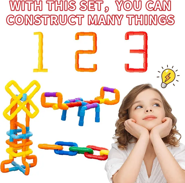 STEM 88 Pcs Building Block Pipe Preschool DIY Pipeline Building Blocks Educational Learning Building Blocks for Children view 2