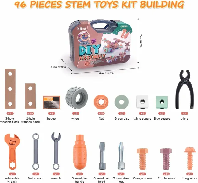 CPS265278 STEM Building Toys Kit for Kids Ages 4-10, 96 PCS Educationa