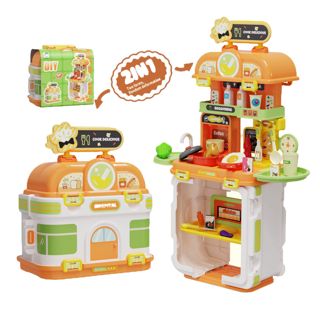 NEW 2in1 5 Styles Educational Big Kitchen Food Set Tool Cart Medical Vehicle Cosmetic Pretend Play Toys