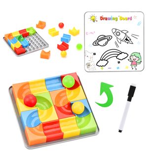 2-in-1 Marble Run & Writing Board Toy Set
