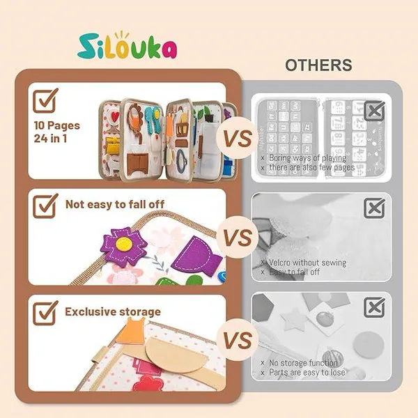 CPS338927 Montessori Busy Book Felt Quiet Book Busy Board for Preschoo