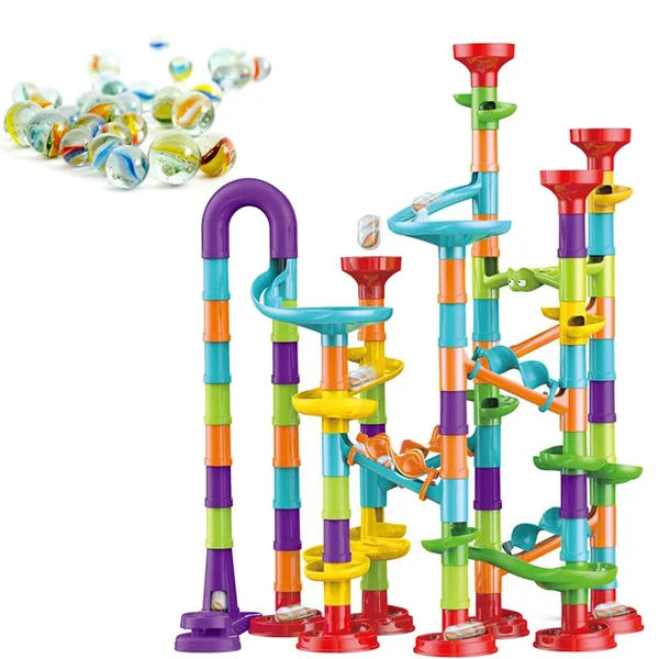 3D STEM Marble Run Race Track for Kids 113pcs Maze Game DIY Educational Play Set Track Pipe Building Blocks Marbles Toys view 3