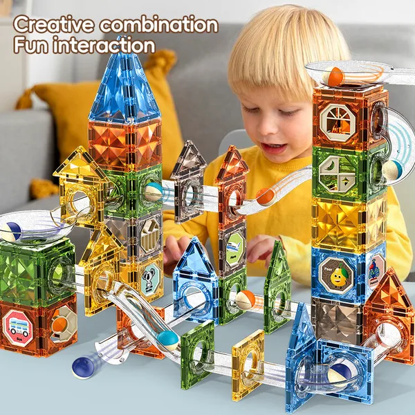 STEM 156pcs Magnetics Tiles Preschool Learning Magnetics Building Block Set for Kids Montessori Magnet Tiles Toys view 3